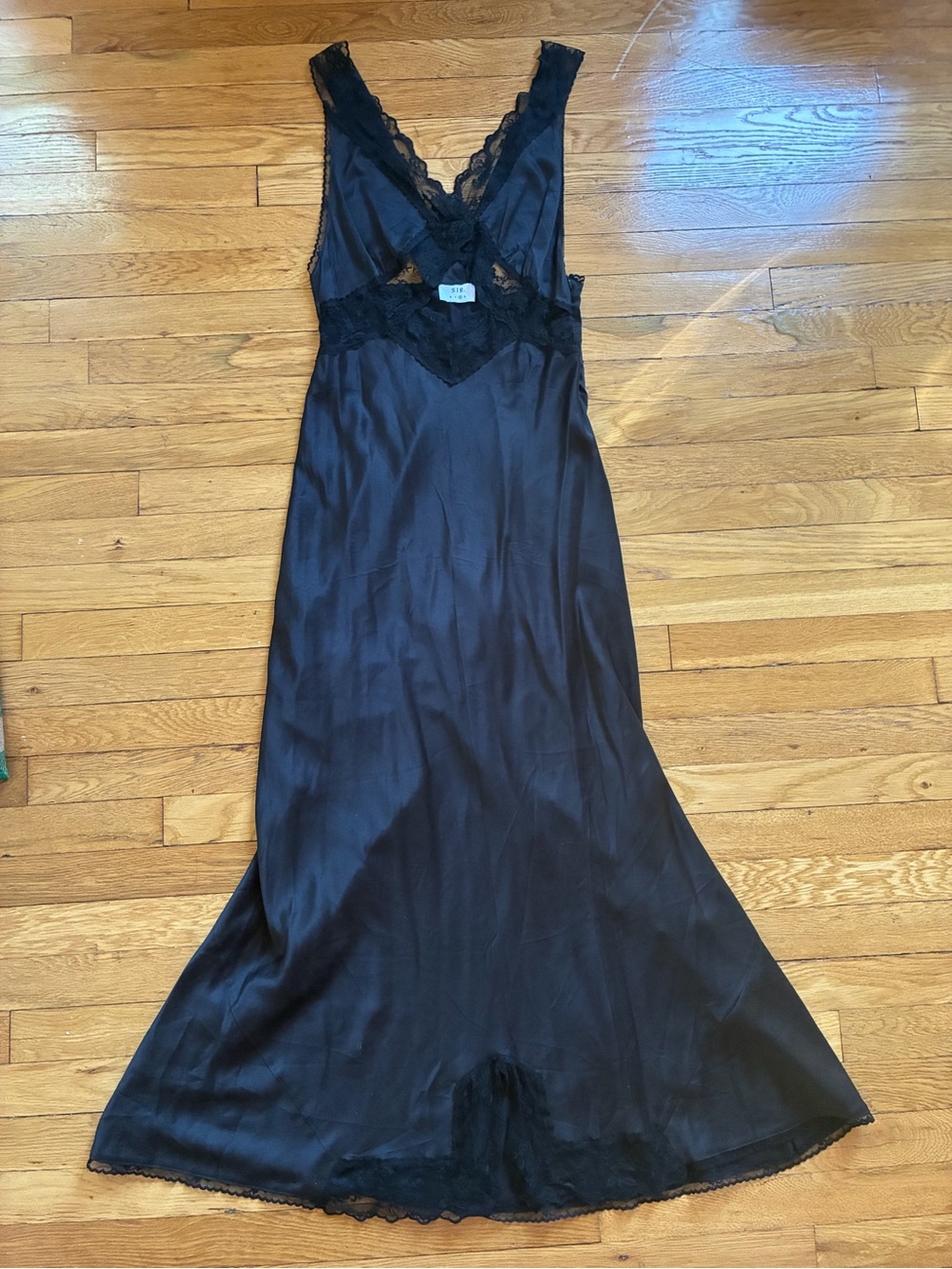 SIR - Black Lace-Trim Satin Slip Dress - Women Intimates & Sleepwear 100% Silk